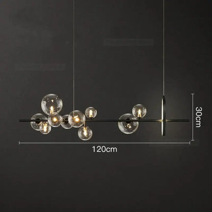 Modern black glass ball led chandelier living room pendant light