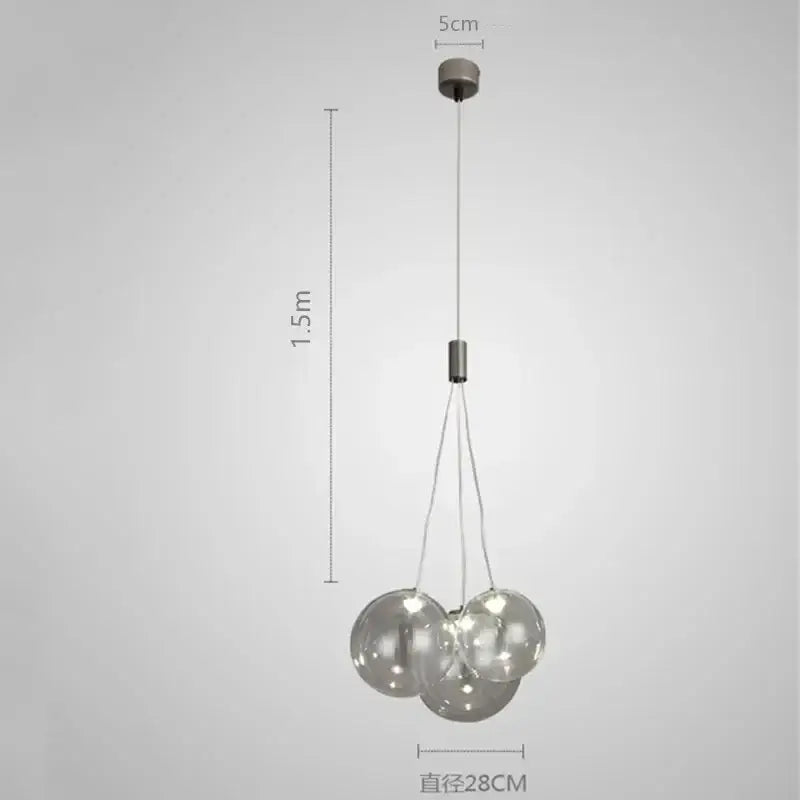 Modern black glass ball led pendant lamps for kitchen dining room