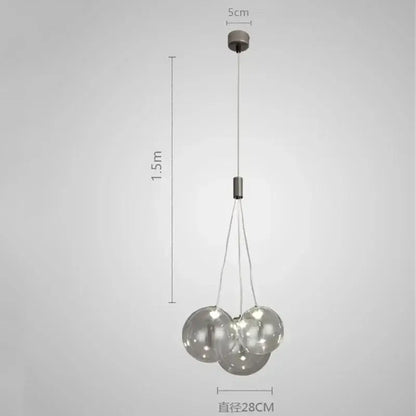 Modern black glass ball led pendant lamps for kitchen dining room