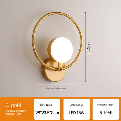 Modern black glass ball led wall lamp for living room