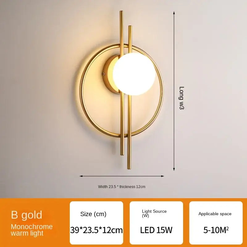 Modern black glass ball led wall lamp for living room