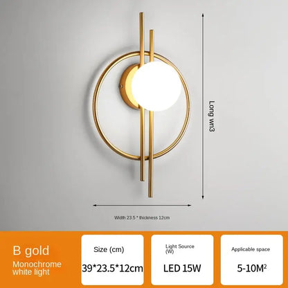 Modern black glass ball led wall lamp for living room