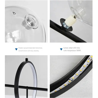 Modern black glass ball pendant lamps dining room chandelier
