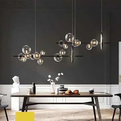 Modern black glass ball pendant lamps dining room chandelier