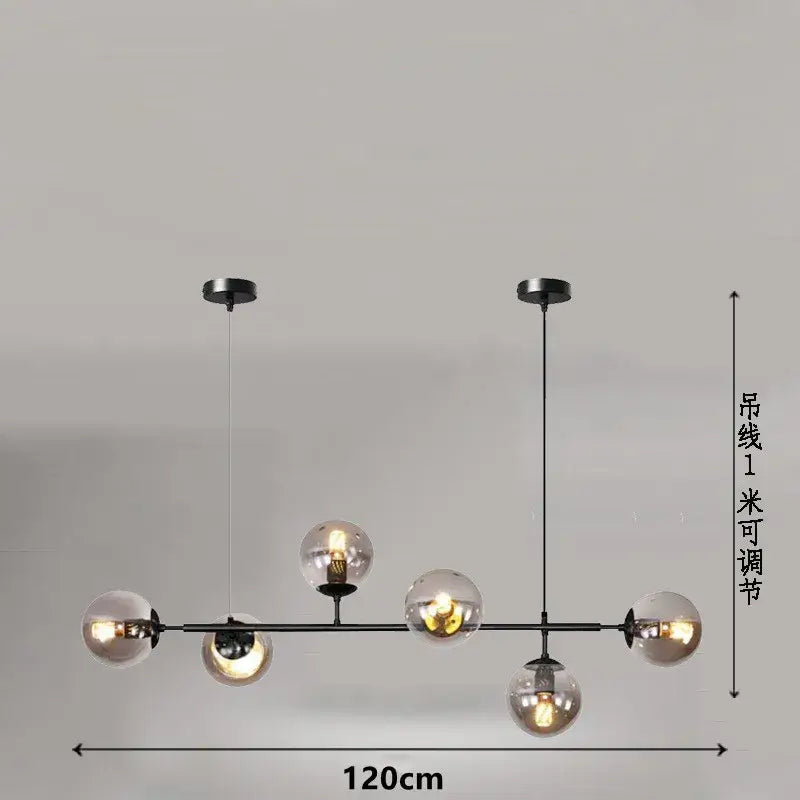 Modern black glass ball pendant lamps dining room chandelier