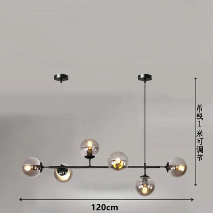 Modern black glass ball pendant lamps dining room chandelier