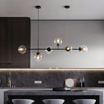 Modern black glass ball pendant lamps dining room chandelier