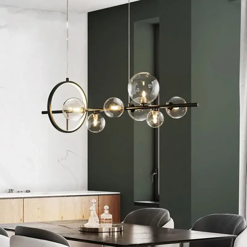 Modern black glass ball pendant lamps dining room chandelier