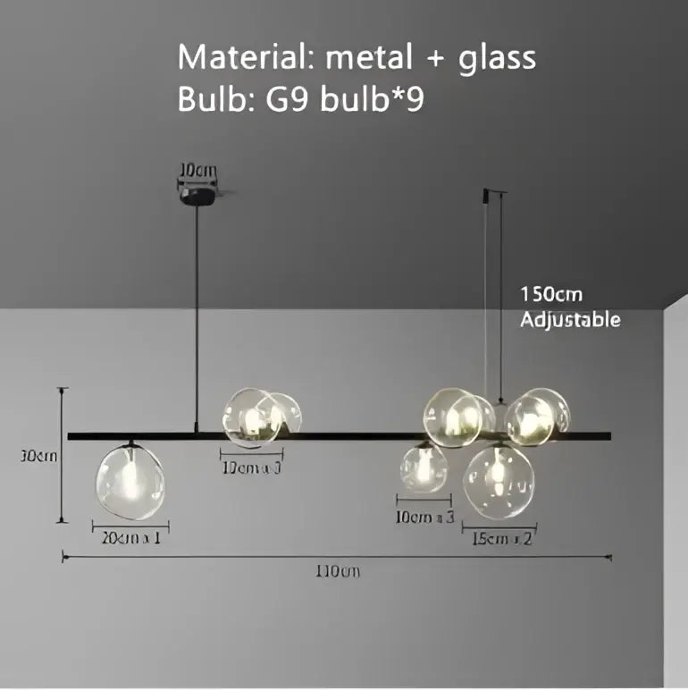 Modern black glass ball pendant light dining room chandelier
