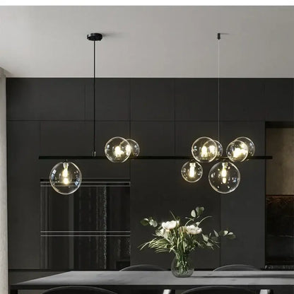 Modern black glass ball pendant light dining room chandelier