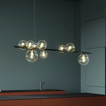 Modern black glass ball pendant light dining room chandelier