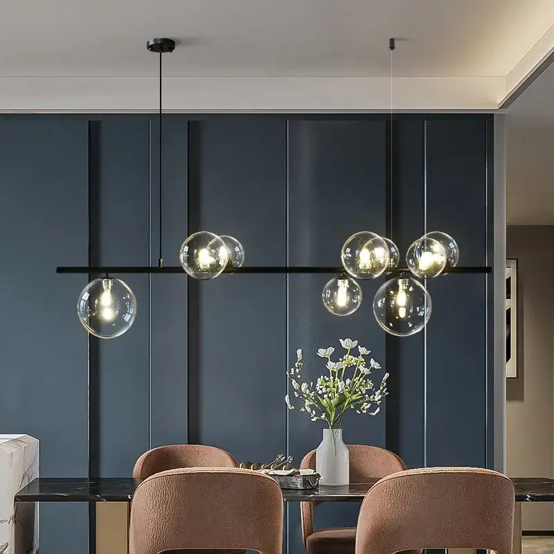 Modern black glass ball pendant light dining room chandelier