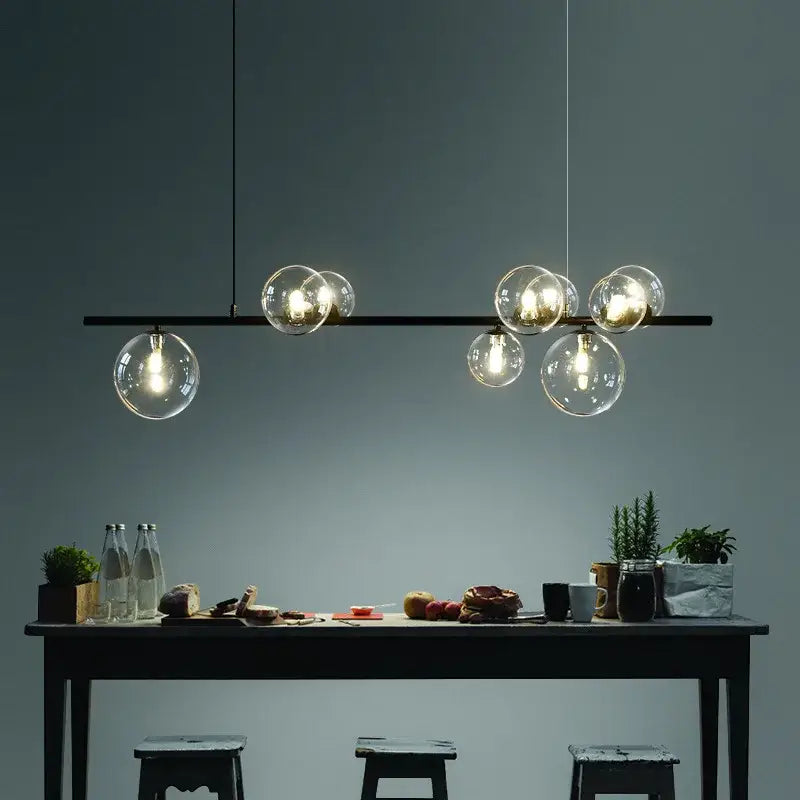 Modern black glass ball pendant light dining room chandelier