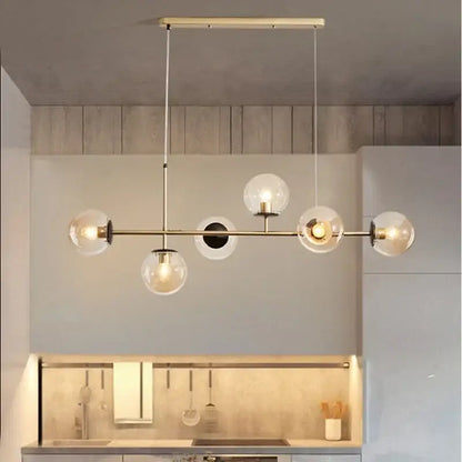 Modern black glass ball pendant light living room chandelier