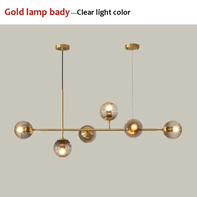 Modern black glass ball pendant light living room chandelier