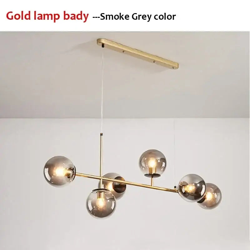 Modern black glass ball pendant light living room chandelier