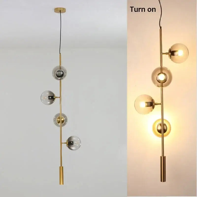 Modern black glass ball pendant light living room chandelier