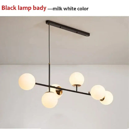 Modern black glass ball pendant light living room chandelier