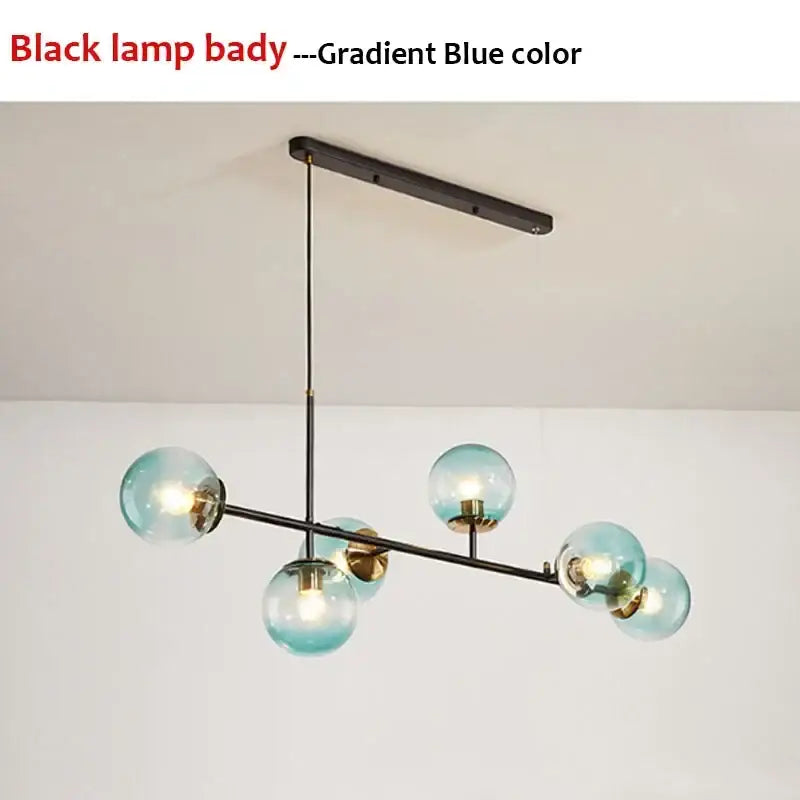 Modern black glass ball pendant light living room chandelier