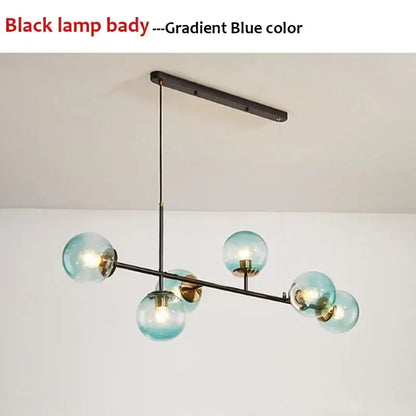 Modern black glass ball pendant light living room chandelier