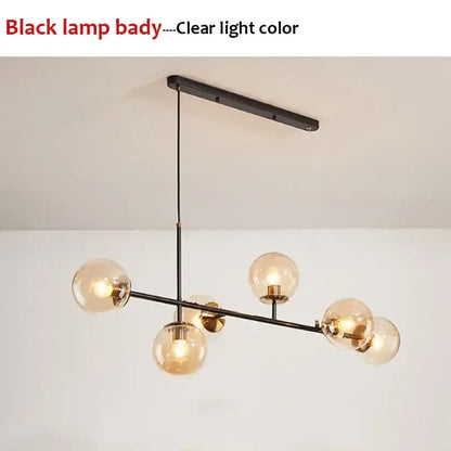 Modern black glass ball pendant light living room chandelier