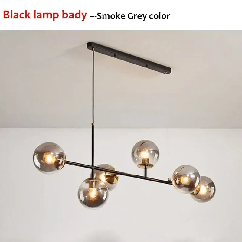 Modern black glass ball pendant light living room chandelier