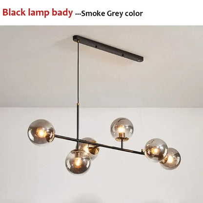 Modern black glass ball pendant light living room chandelier