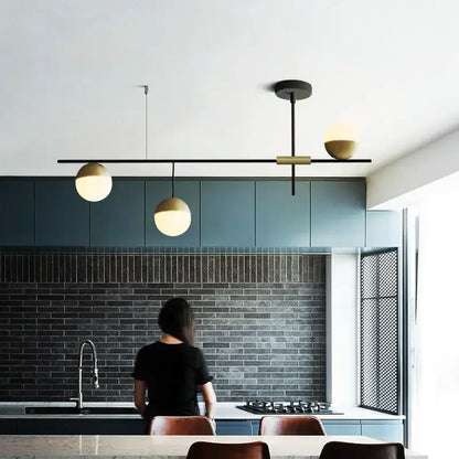 Modern black glass ball pendant lights for dining room
