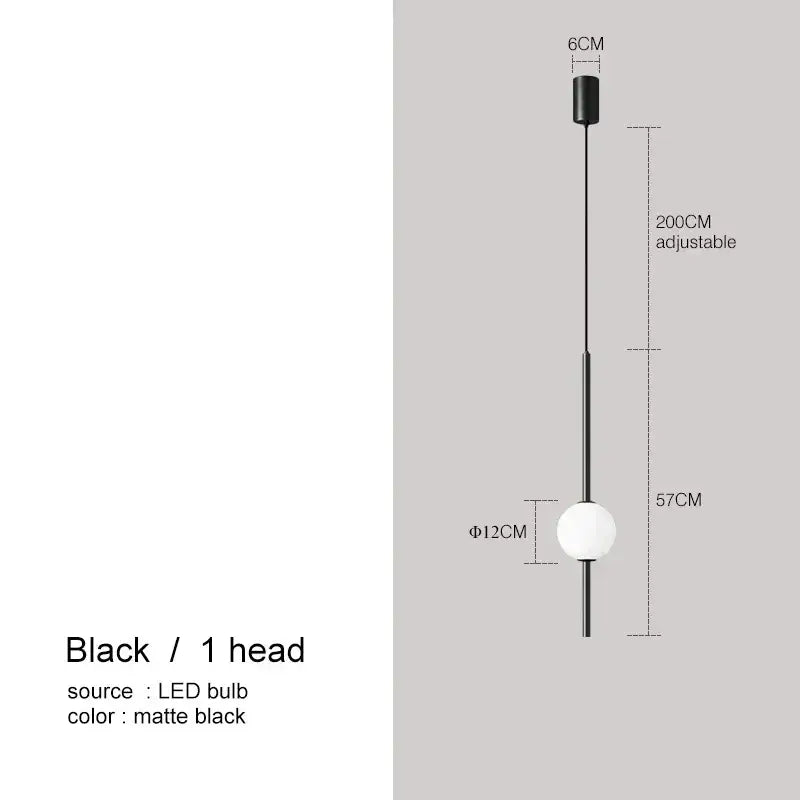 Modern black glass ball pendant lights for dining room