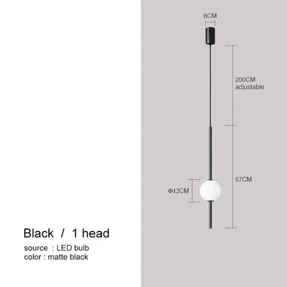 Modern black glass ball pendant lights for dining room