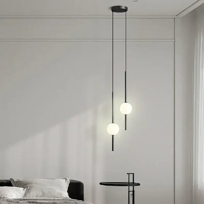 Modern black glass ball pendant lights for dining room