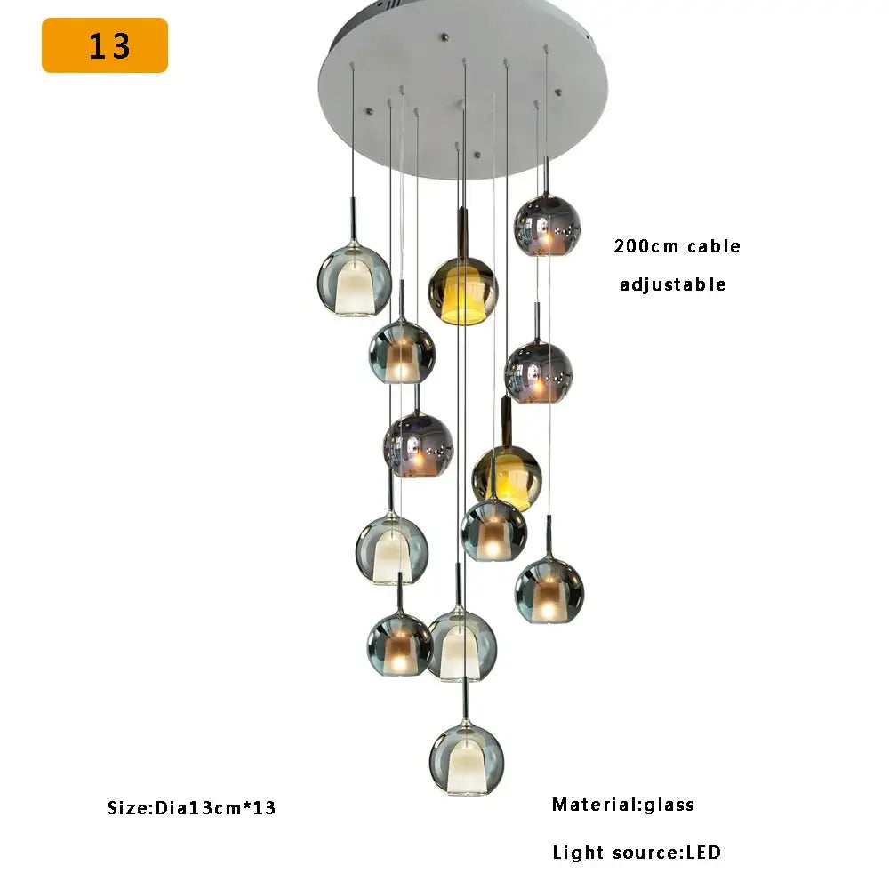 Modern black glass ball pendant lights for kitchen island