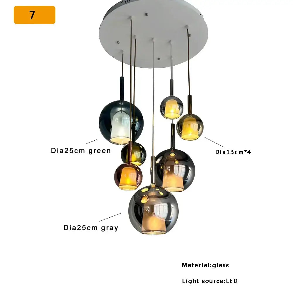 Modern black glass ball pendant lights for kitchen island