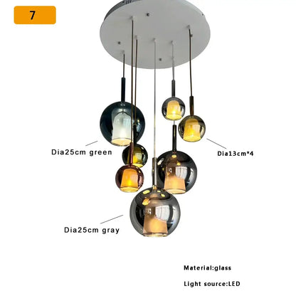 Modern black glass ball pendant lights for kitchen island