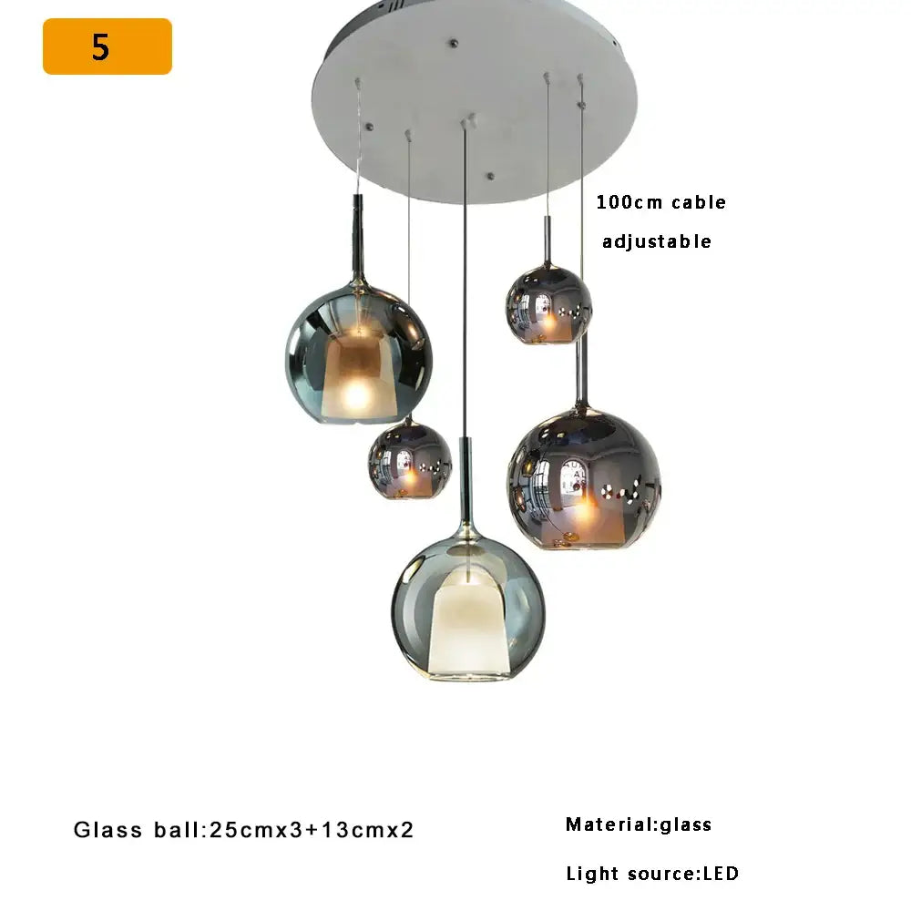 Modern black glass ball pendant lights for kitchen island