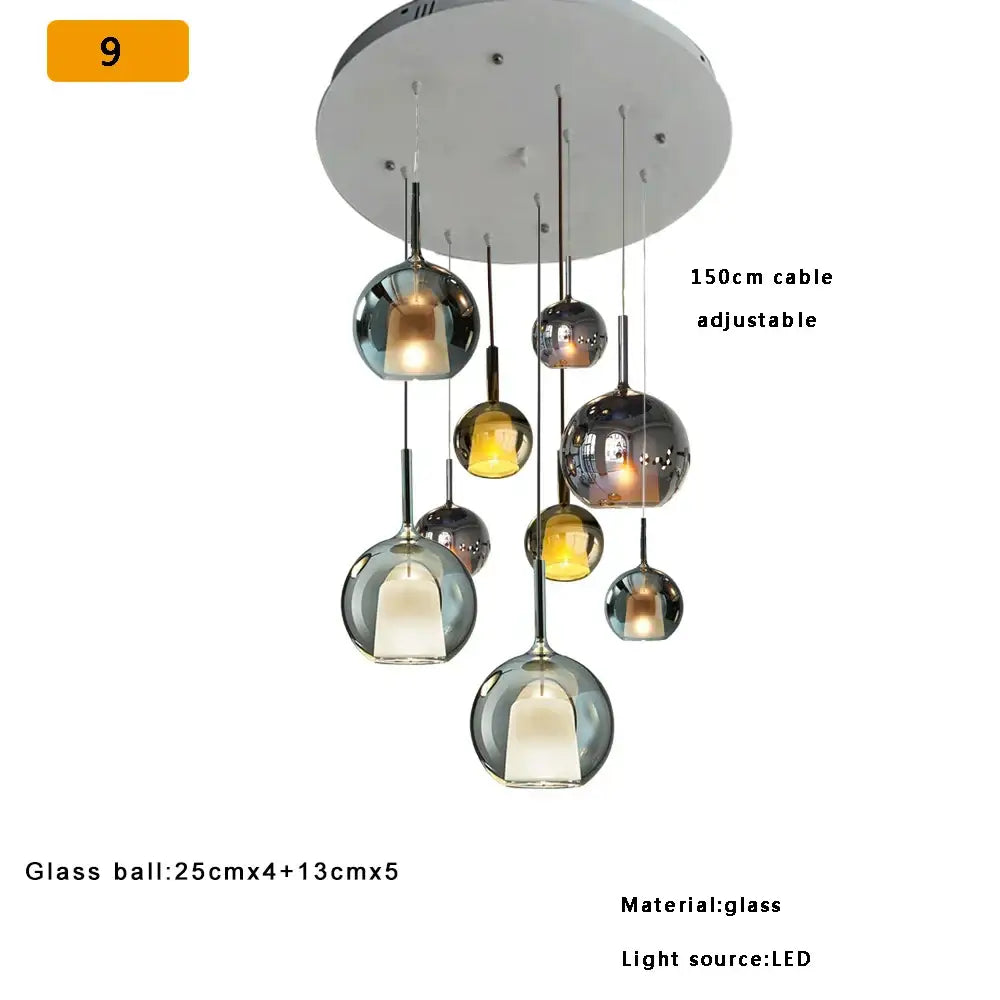 Modern black glass ball pendant lights for kitchen island