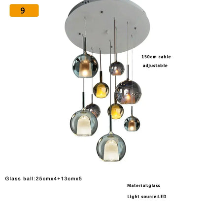 Modern black glass ball pendant lights for kitchen island