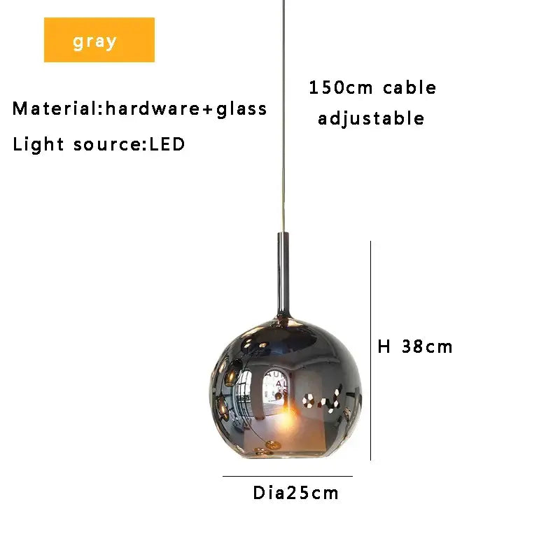 Modern black glass ball pendant lights for kitchen island