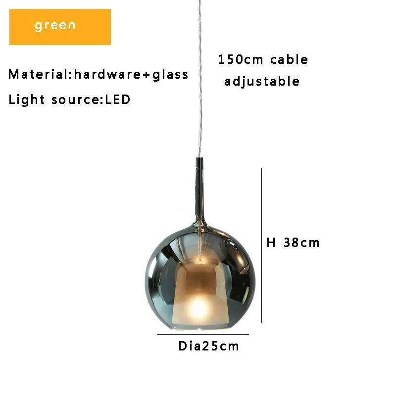 Modern black glass ball pendant lights for kitchen island