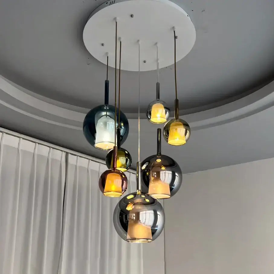 Modern black glass ball pendant lights for kitchen island