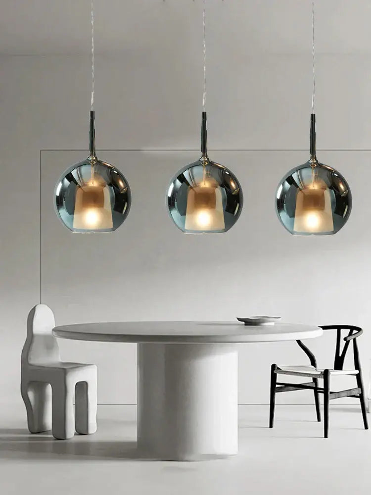Modern black glass ball pendant lights for kitchen island
