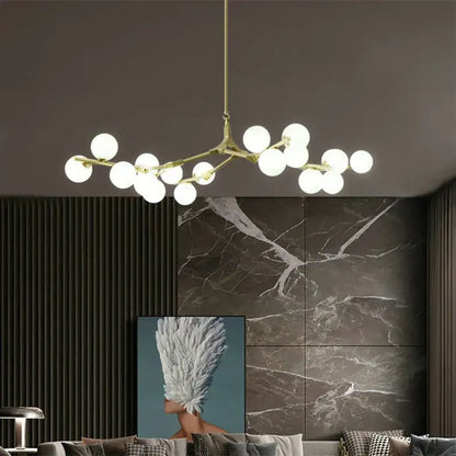 Modern black glass balls led chandelier living room pendant light