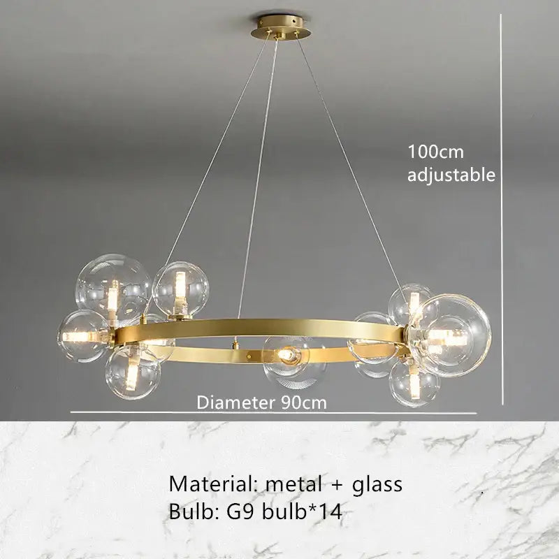 Modern black glass bubble chandelier dining room horizontal light