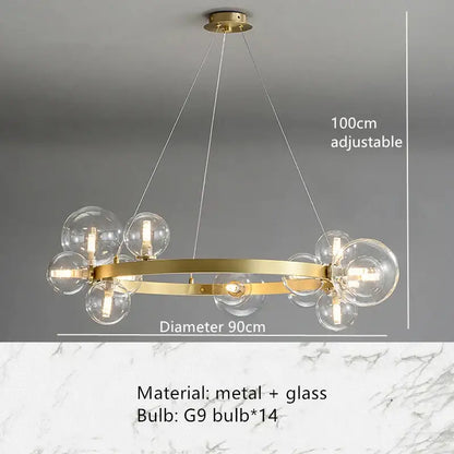Modern black glass bubble chandelier dining room horizontal light