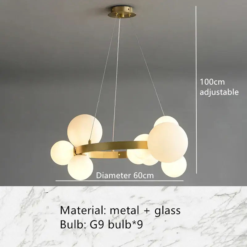 Modern black glass bubble chandelier dining room horizontal light