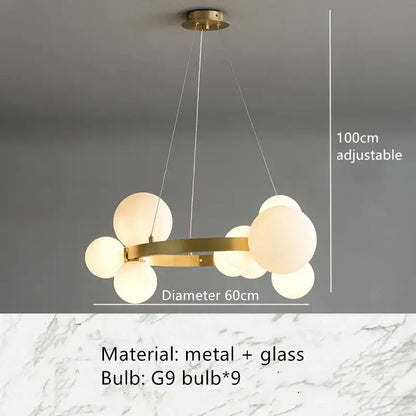 Modern black glass bubble chandelier dining room horizontal light