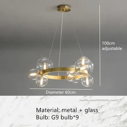 Modern black glass bubble chandelier dining room horizontal light