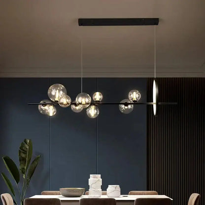 Modern black glass bubble chandelier dining room horizontal light