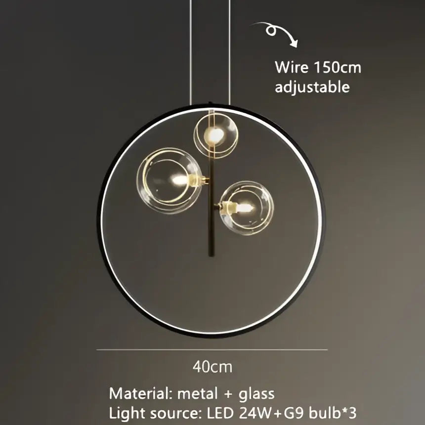 Modern black glass bubble chandelier dining room horizontal light