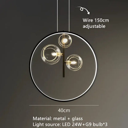 Modern black glass bubble chandelier dining room horizontal light